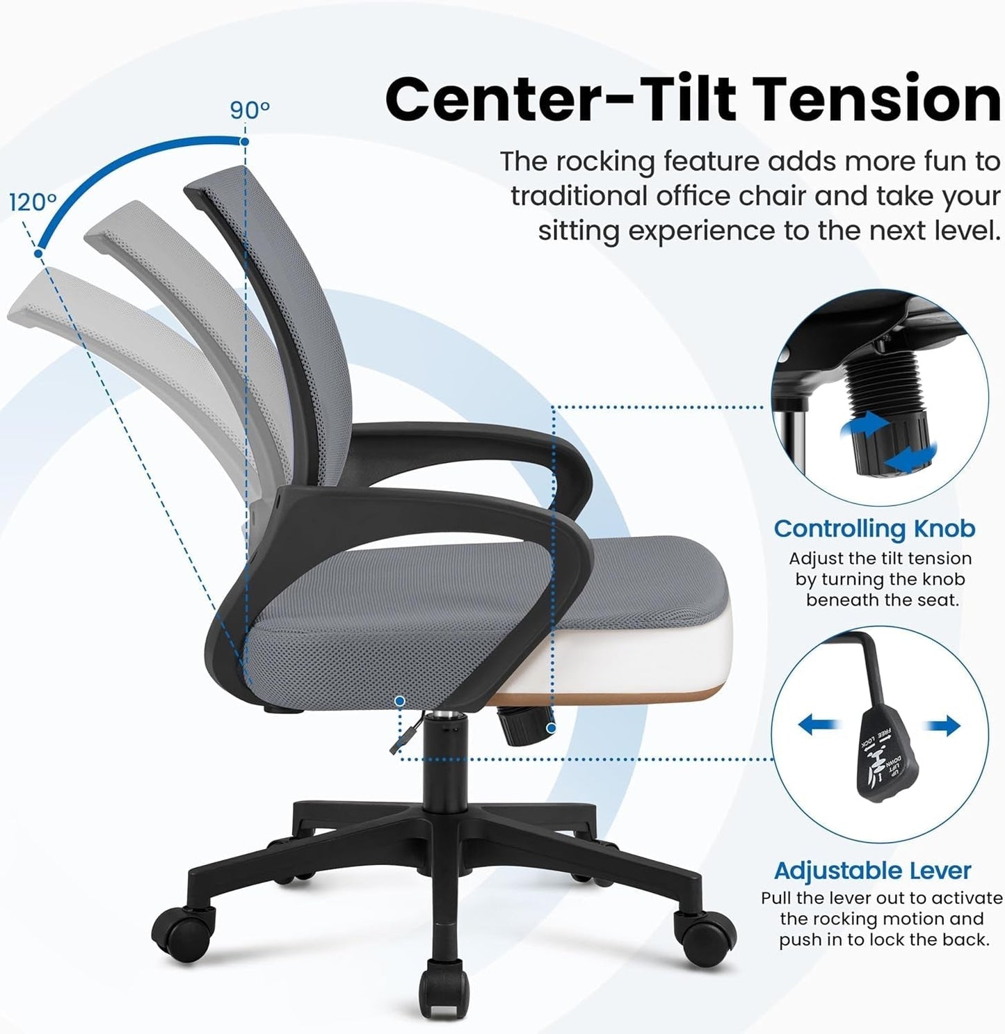 2 Pack Ergonomic Mesh Office Chairs With 360 Degree Rolling Casters Dark Gray For Home Office