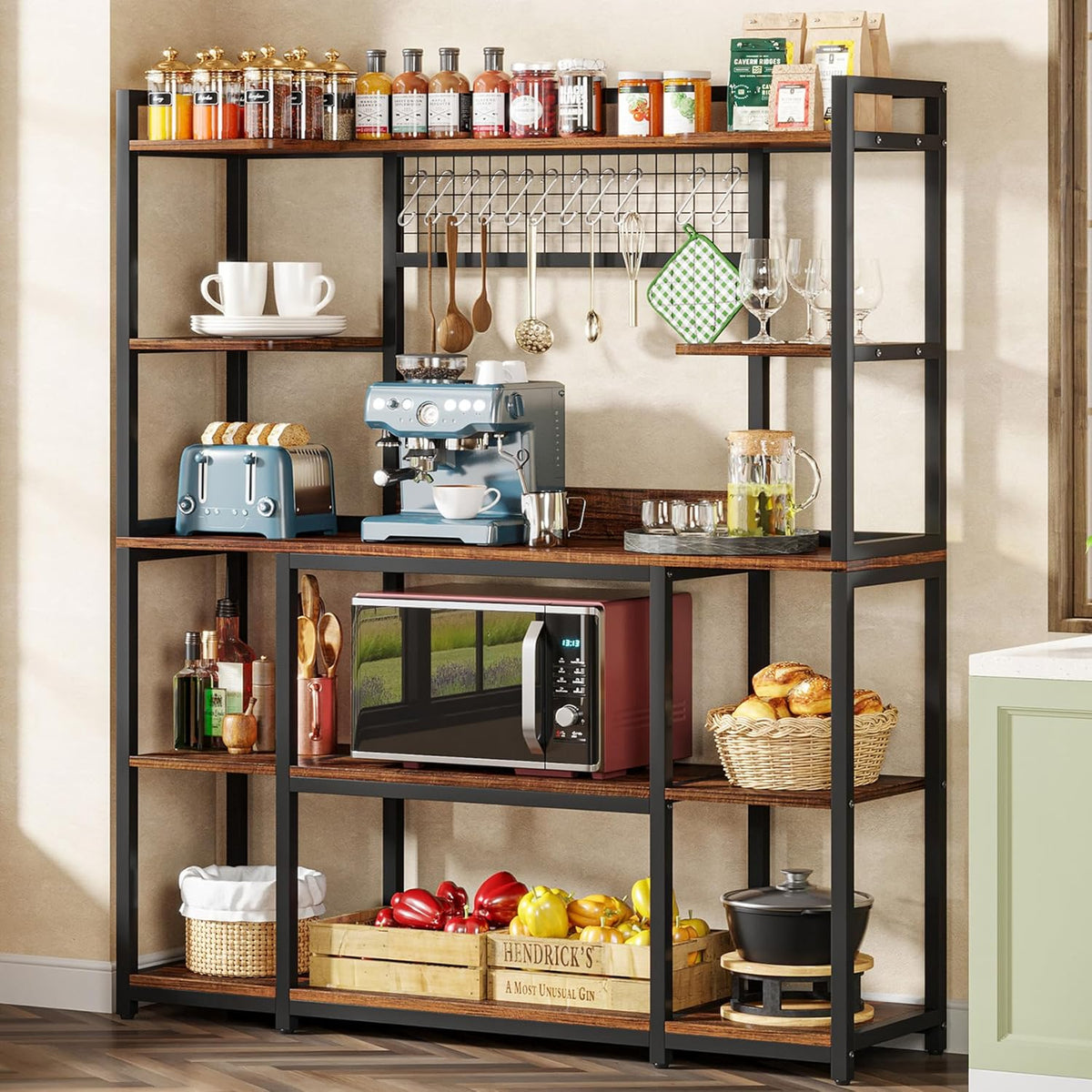 Large 55" Baker's Rack with Hutch
