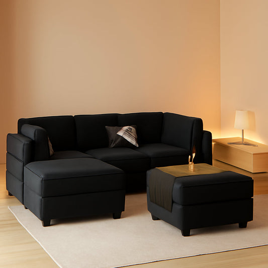 Modular Velvet Sectional Sofa With Chaise For Living Room