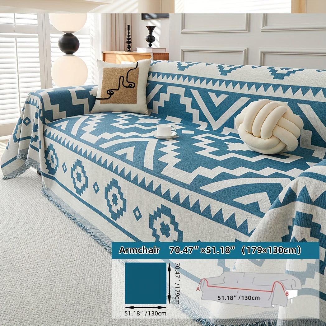 Boho-Chic All-Season Sofa Cover | Light Gray & Pet Proof Couch Cover