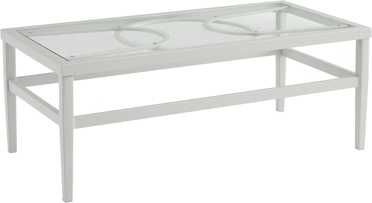 2 Piece Outdoor Coffee Table And Loveseat Set Gray Frame Creme Cushions