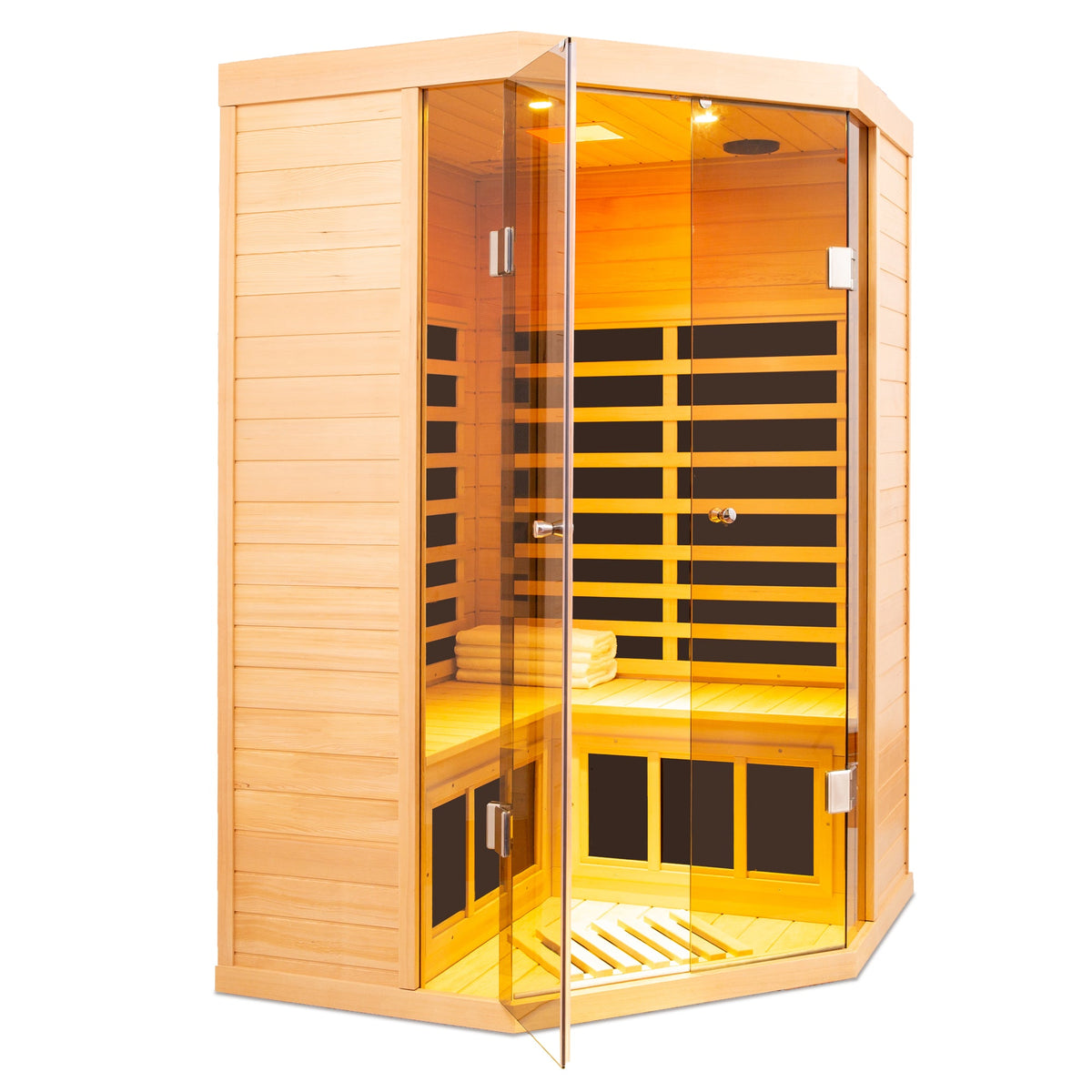 Two Persons Deluxe Hemlock Far Infrared Corner Sauna