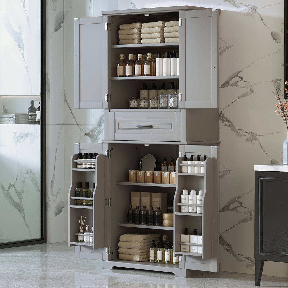 Bathroom Storage Cabinet with Multi-Functional Storage Space