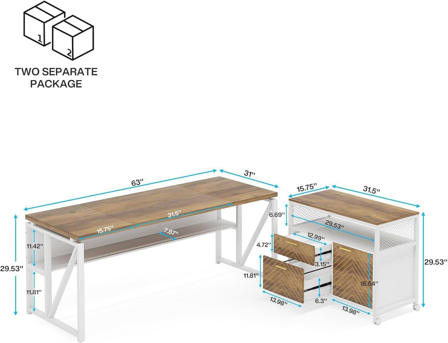 L Shaped Desk Walnut Sixty Three Inch Executive Desk
