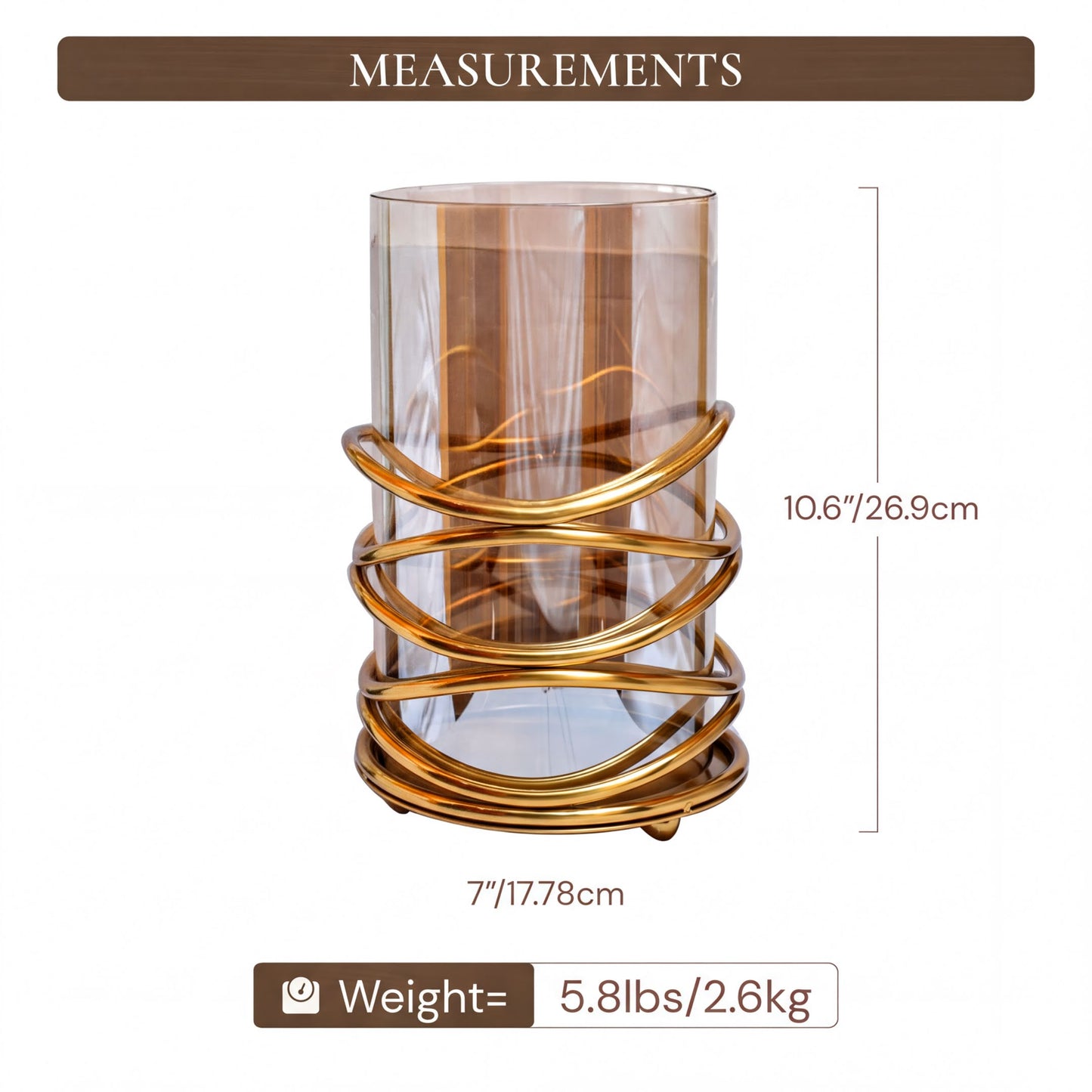 Swirl Candle Holder - Large Bronze Decorative Pillar & Votive Indoor Display