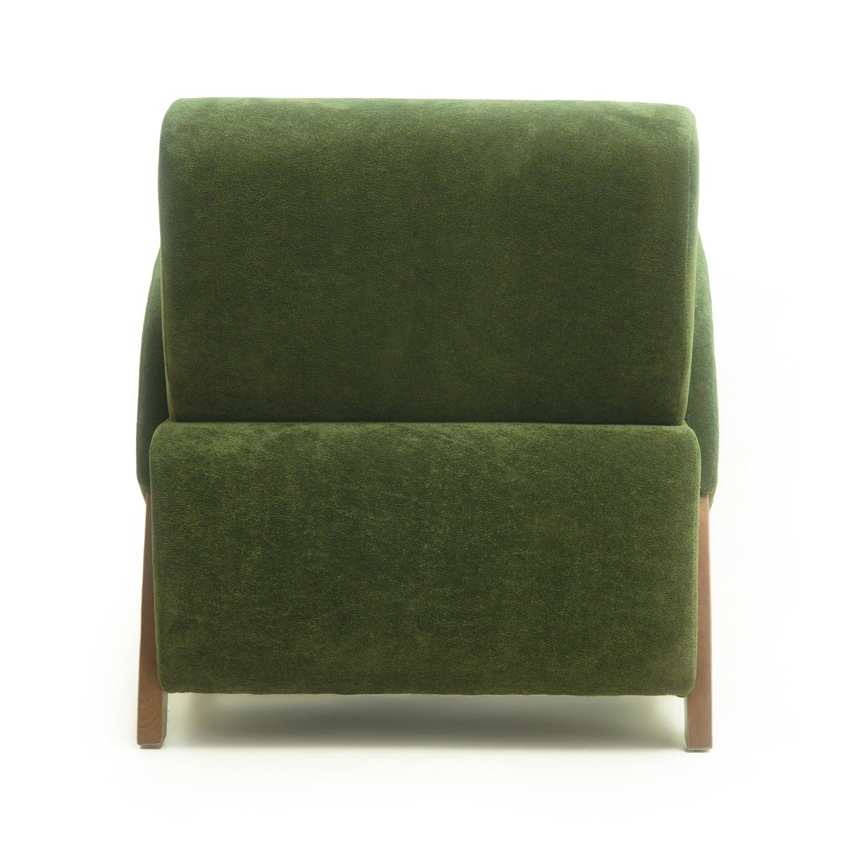 Velvet Fabric Lounge Chair with Birch Legs