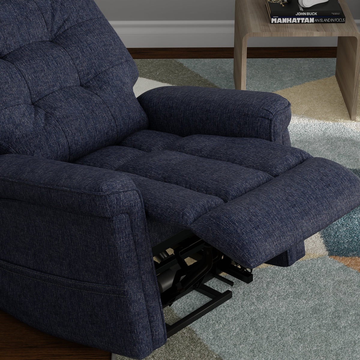 Velour Power Lift Chair in Lugano Indigo