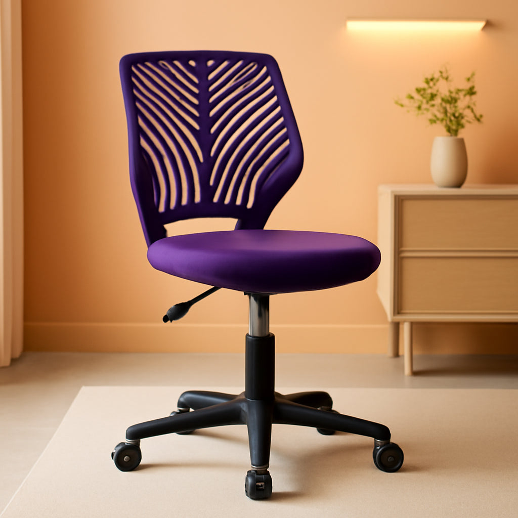 Purple Adjustable Desk Chair With Lumbar Support Swivel