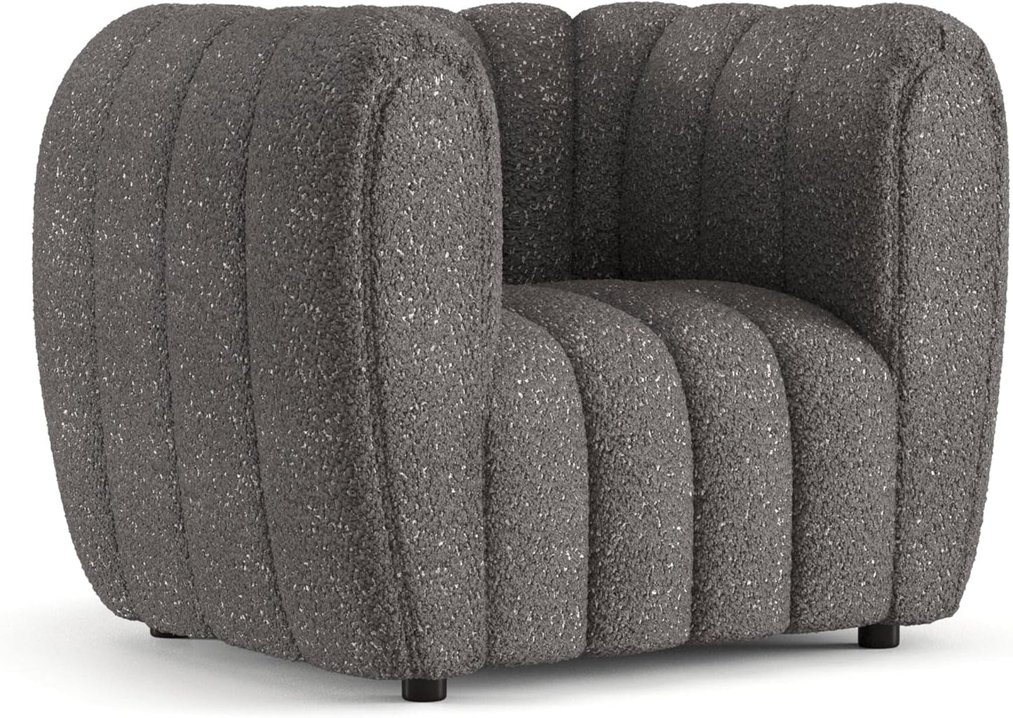 Charcoal Gray Vertical Channel Tufted 3 Piece Sofa Set