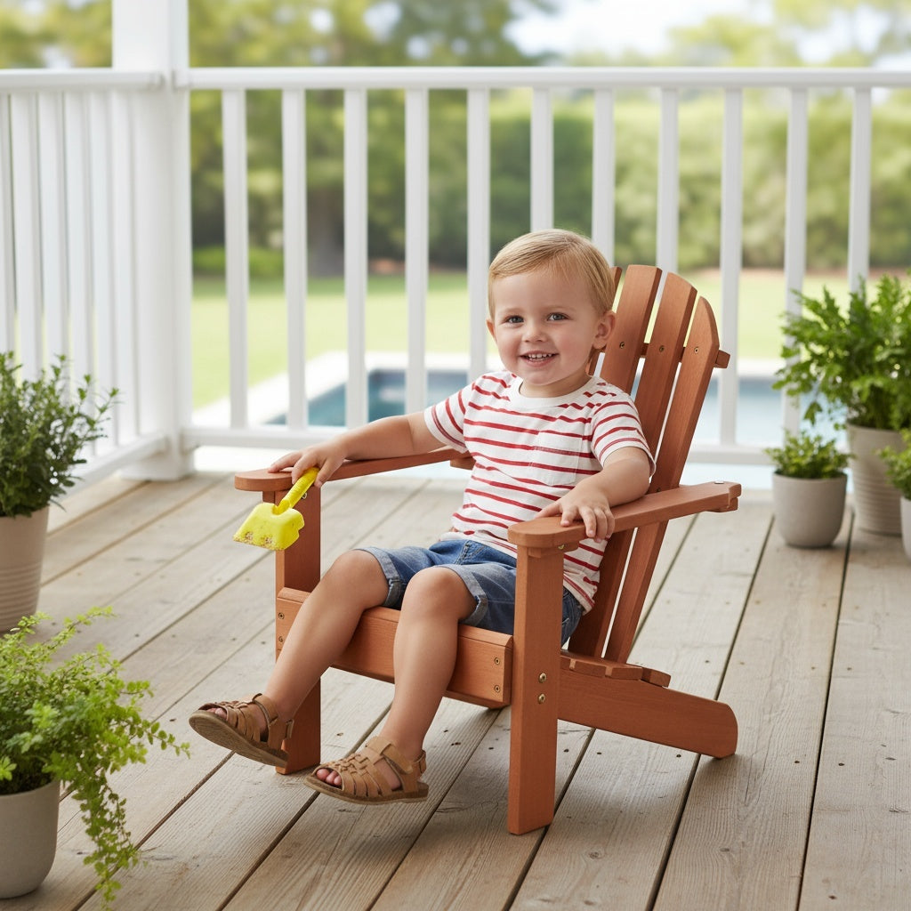 Wooden Kid's Adirondack Chair for Indoor and Outdoor Use