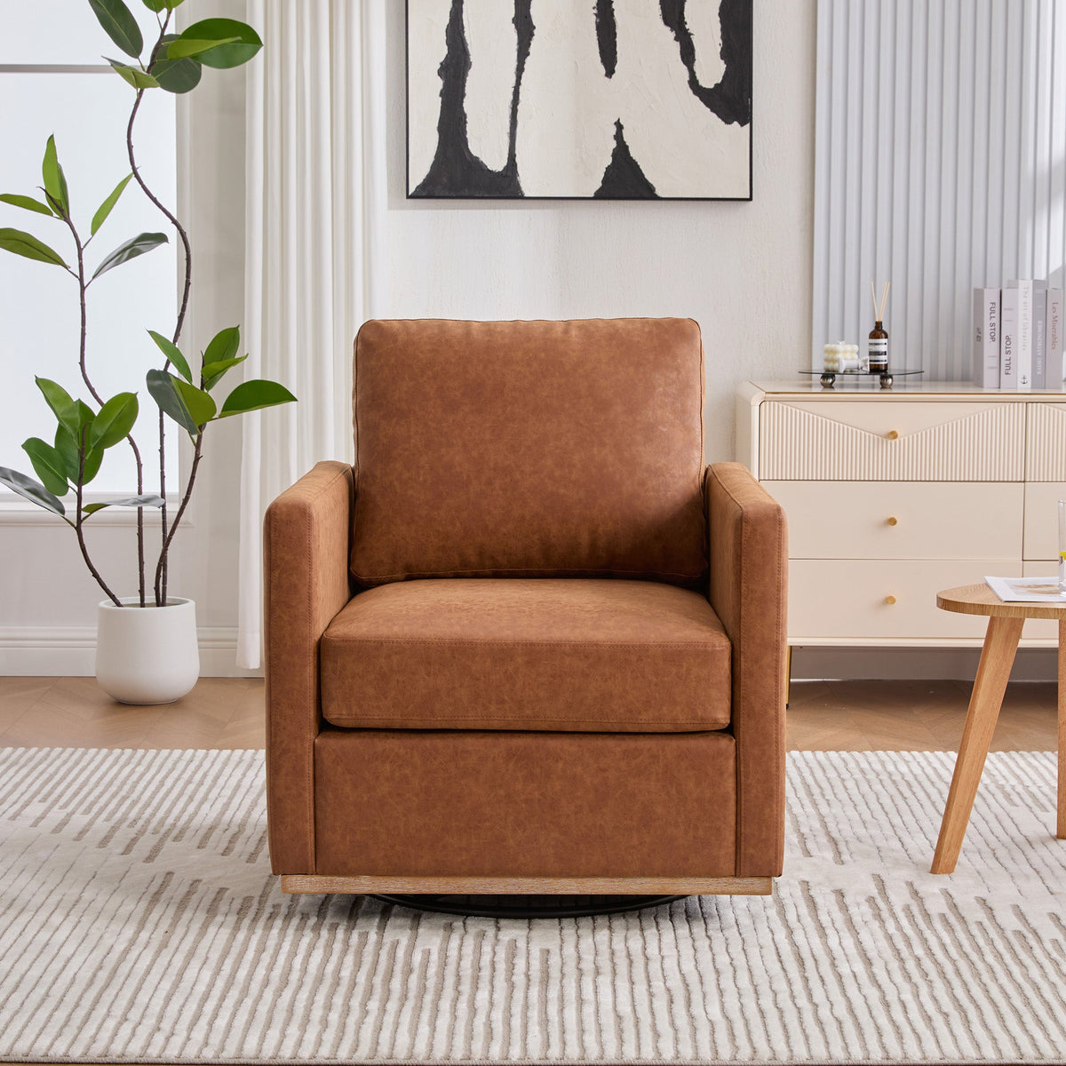 30.7"W Upholstered Square Swivel Accent Chair
