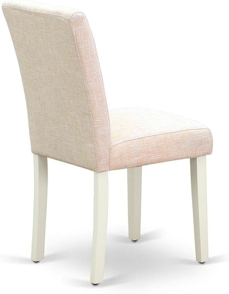 Light Beige Linen Upholstered Dining Chairs Set Of 2
