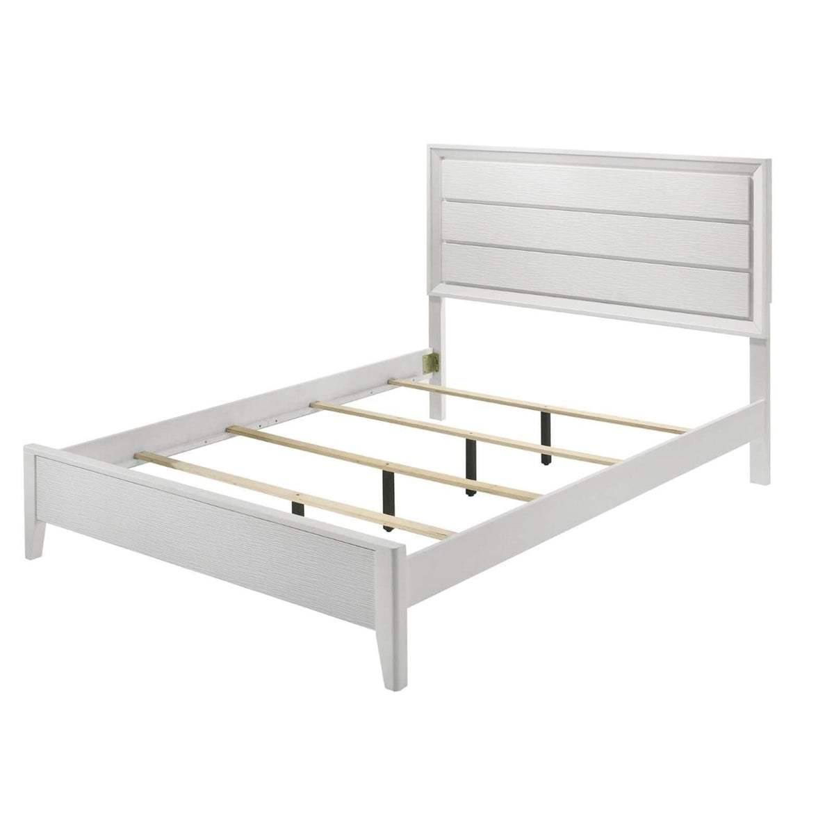 White Queen Size Bed Panel Headboard with Wave Texture
