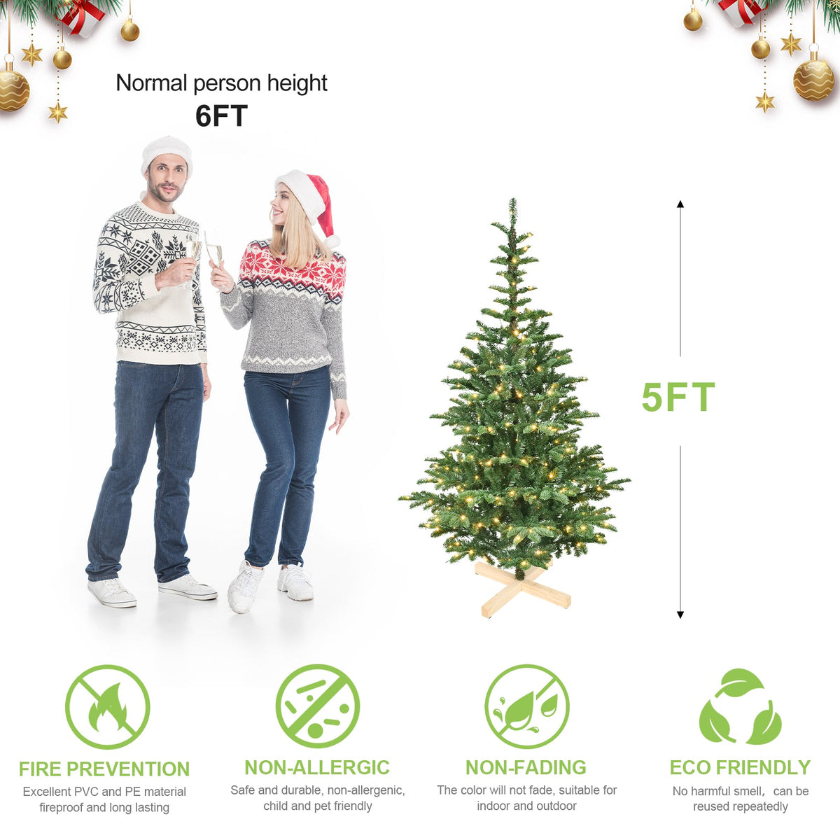7ft Pre-Lit Christmas Tree with 400 Warm White LED Lights
