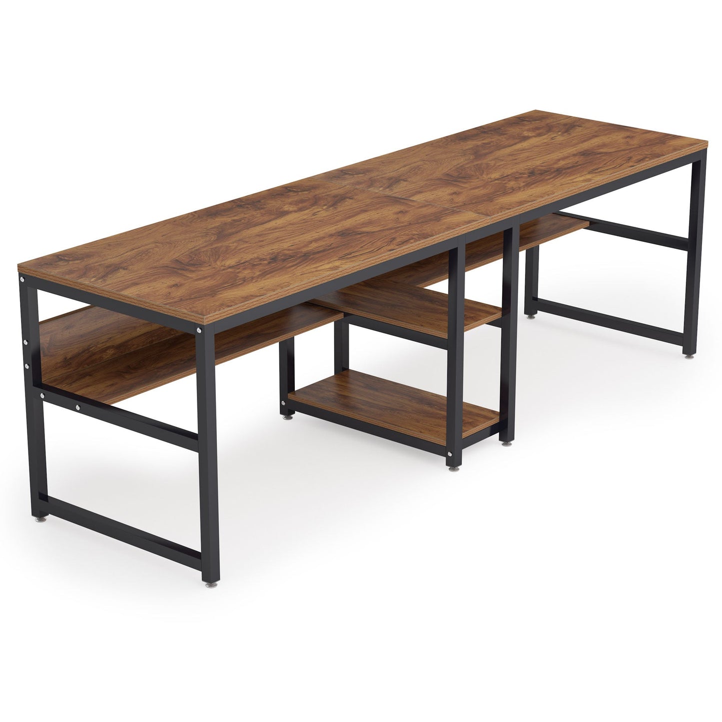 78.7" Double Desk for Two Persons with Bookshelves