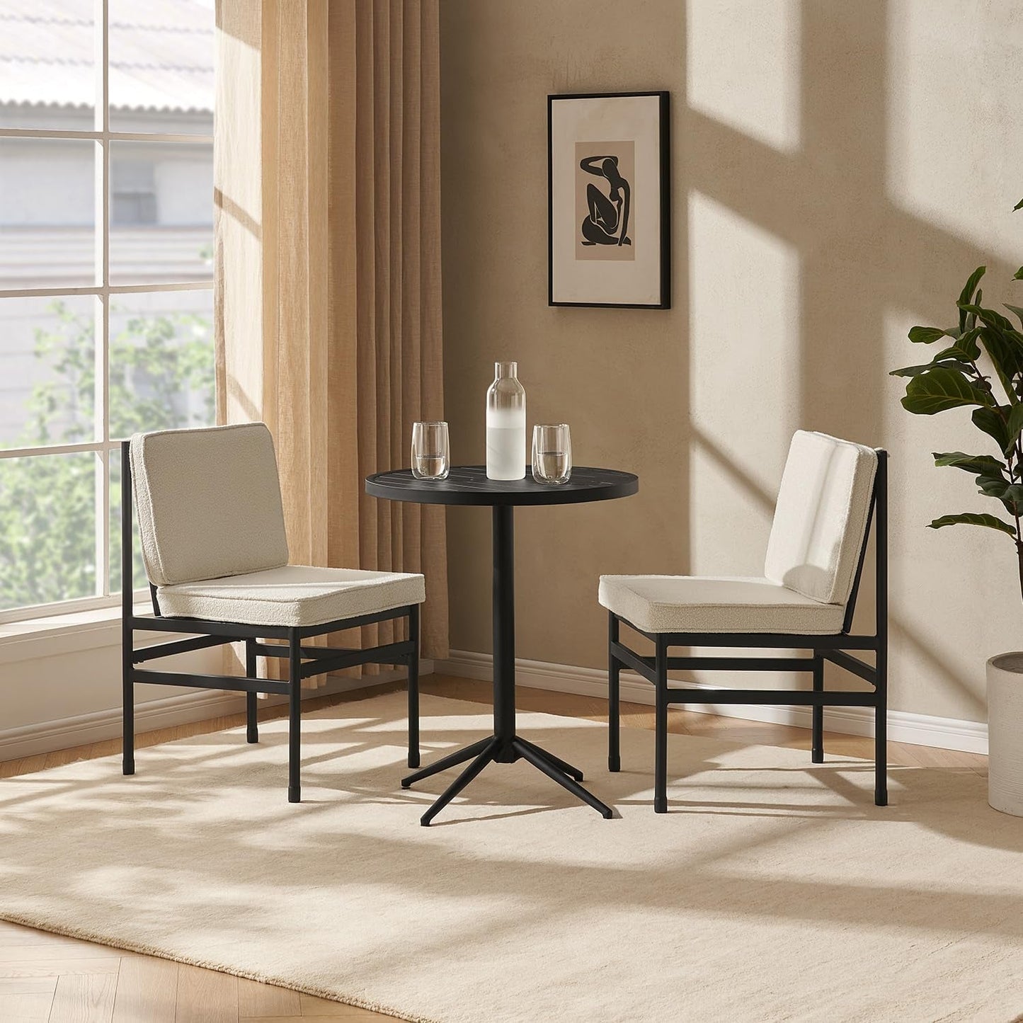 Black Dining Chairs With Removable Cushion Covers Set Of 2