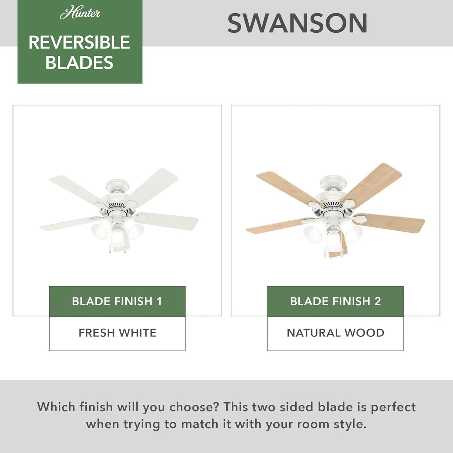 44 Inch Indoor Ceiling Fan With LED Lights Quiet Motor