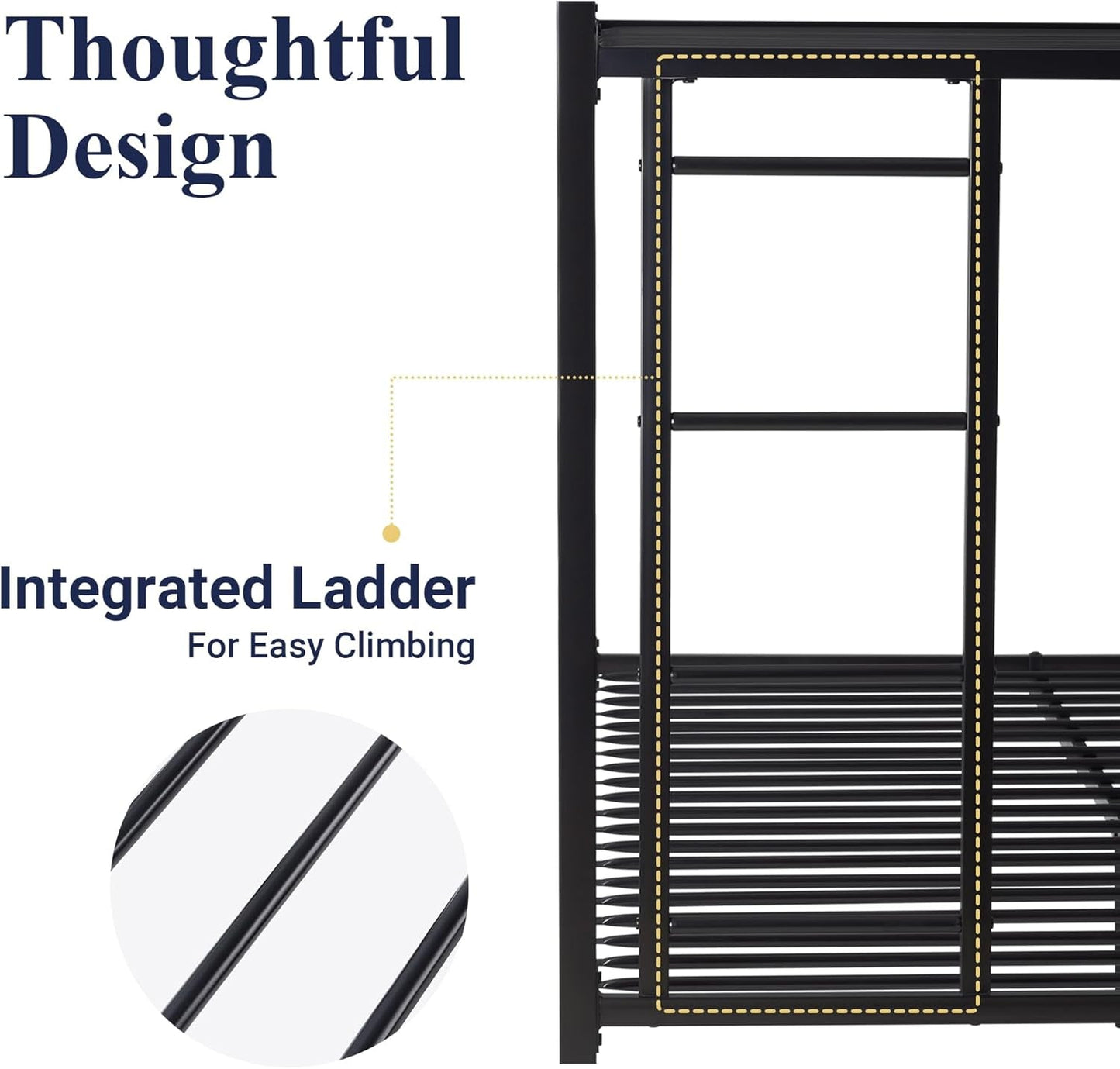 Metal Bunk Bed Twin Over Full Size With Guardrails