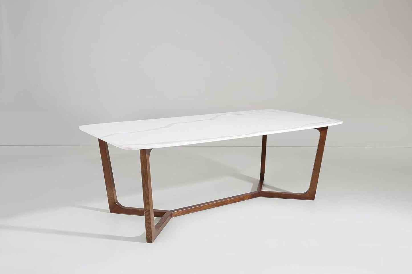 Adelaide Calacatta Quartz Dining Table Walnut Base