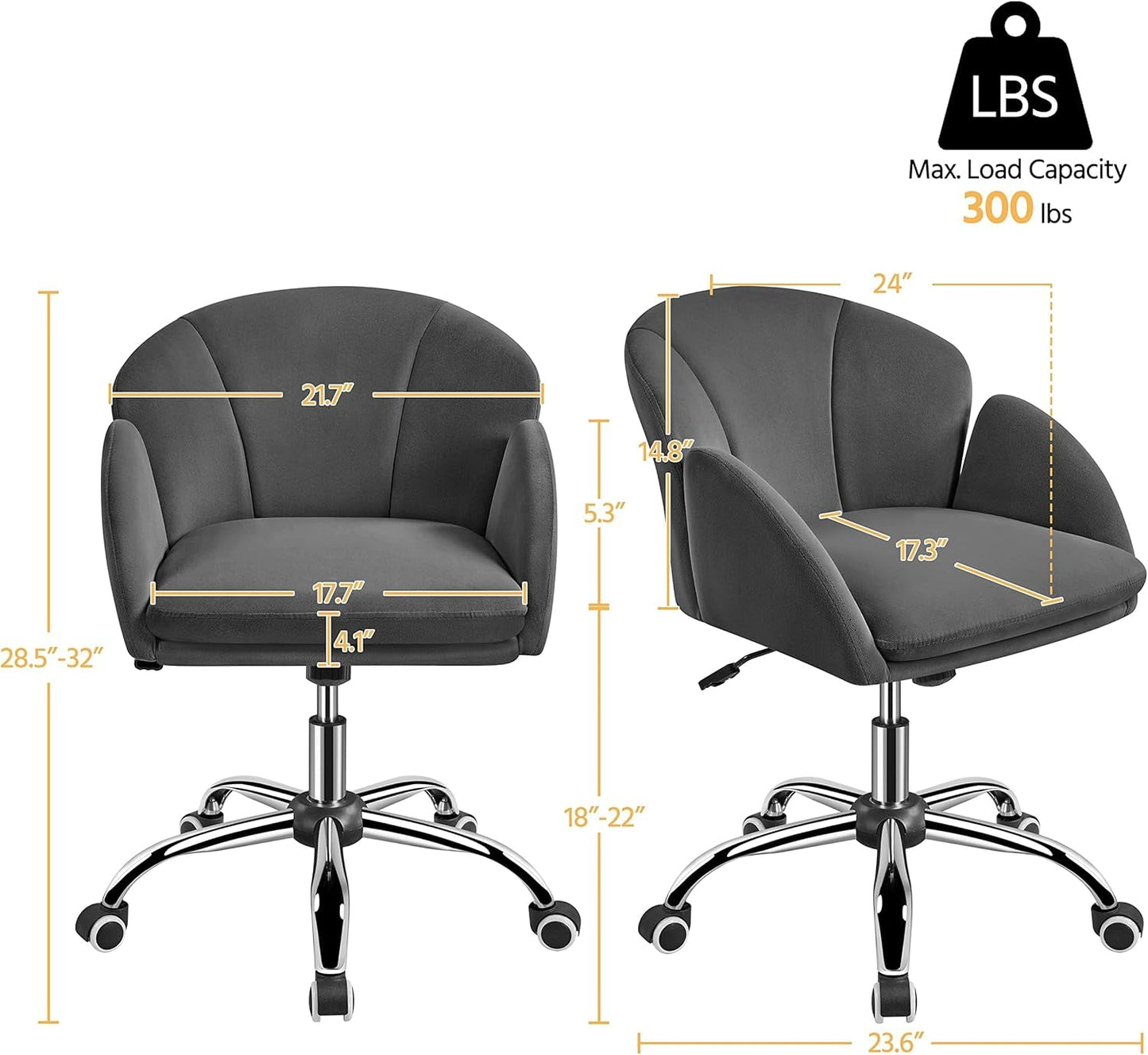 Dark Gray Desk Chair With Armrests For Home Office