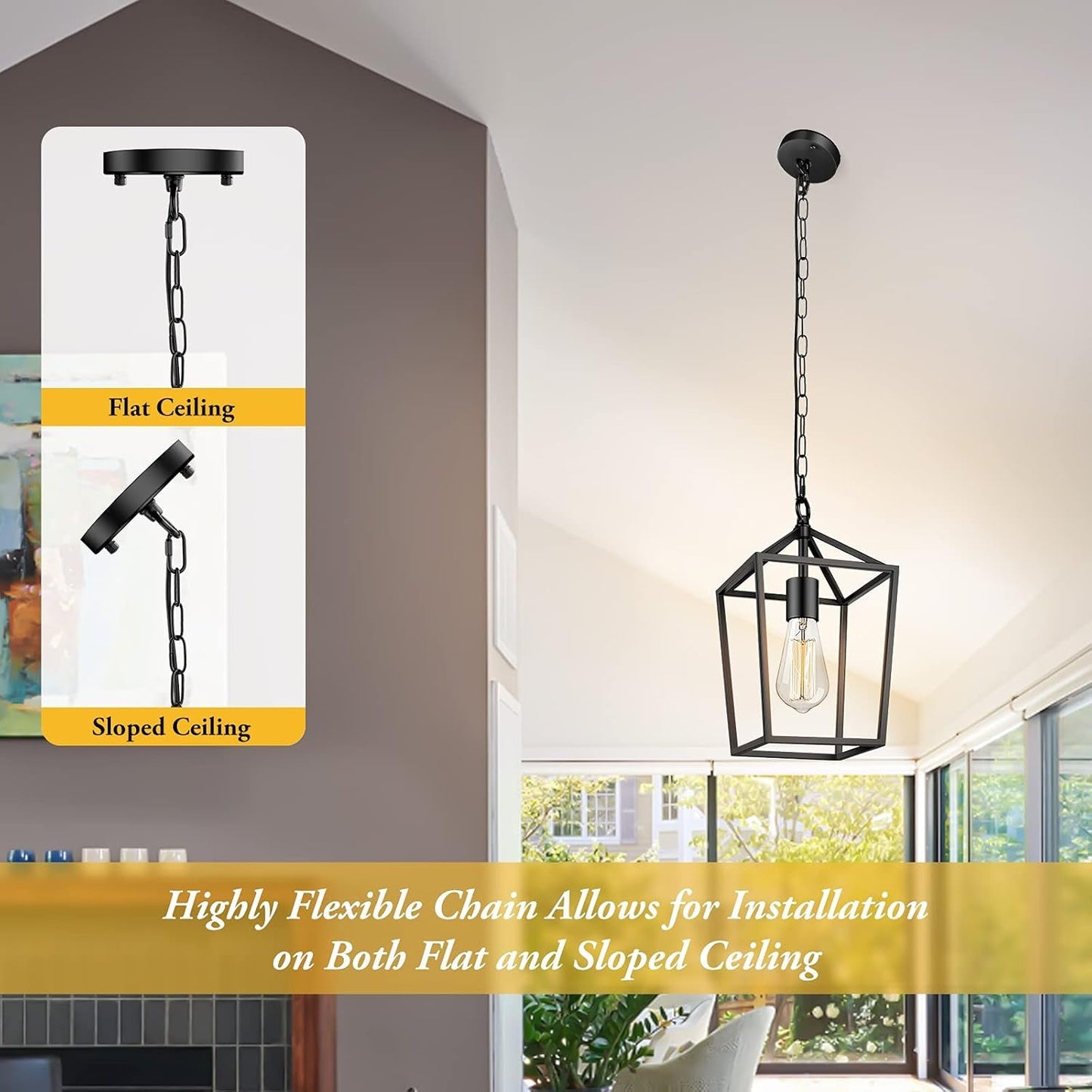 Farmhouse Black Lantern Pendant Light