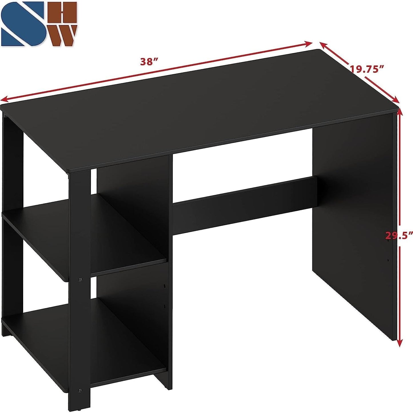 Espresso Finish Home Office Desk With Open Shelves