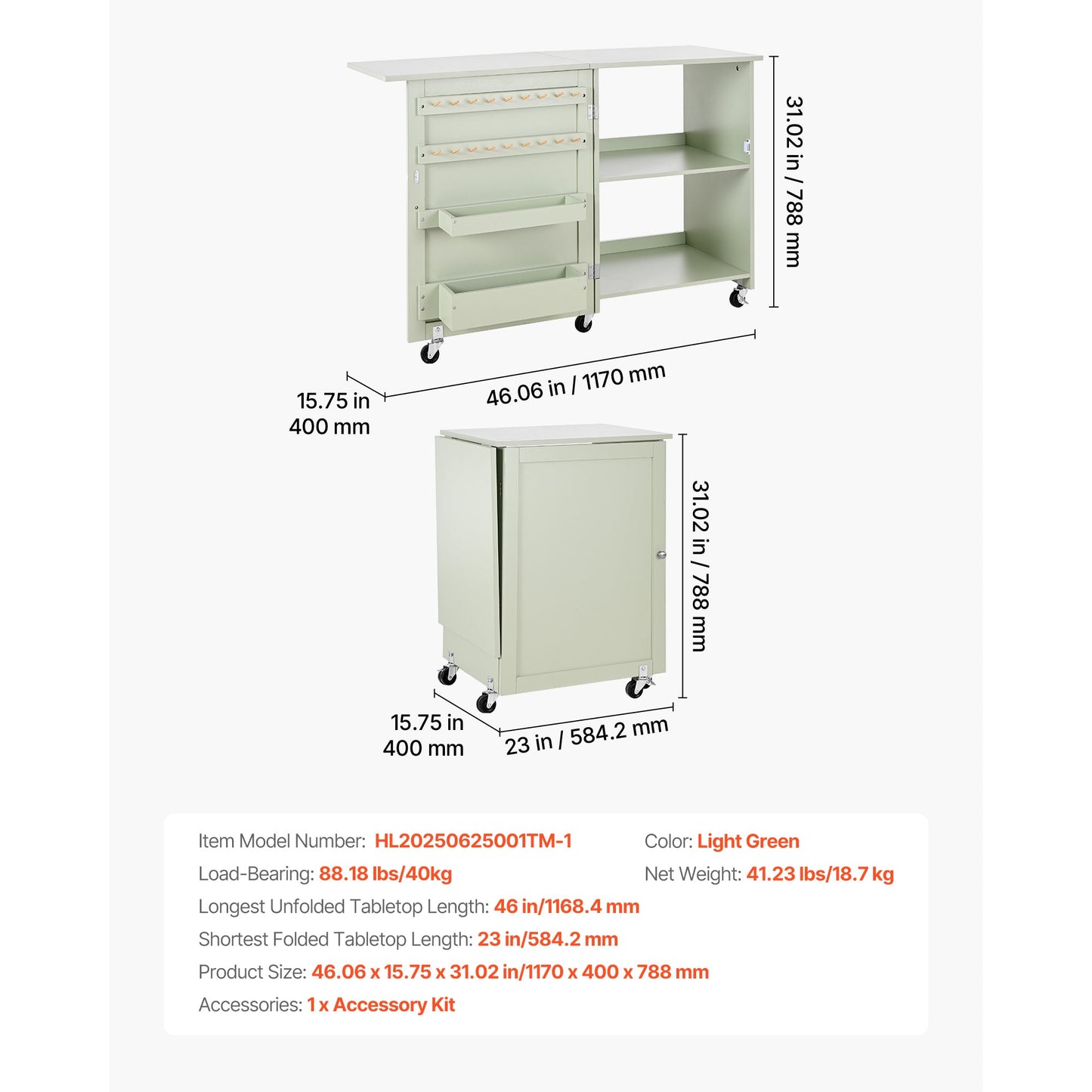 Folding Sewing Table - Multipurpose Craft Station with Storage