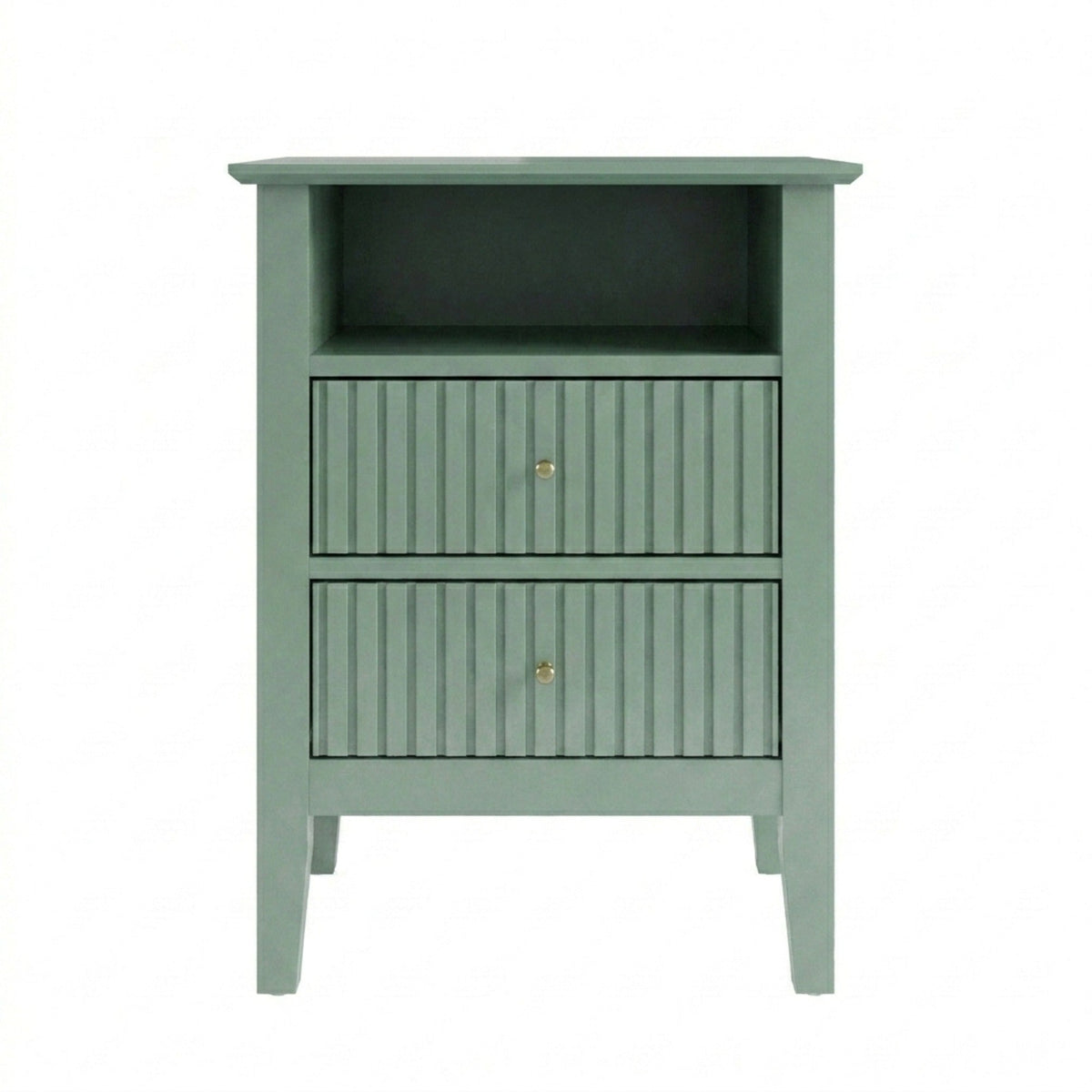 18" Fluted 2-Drawer Nightstand Set of 2, Modern