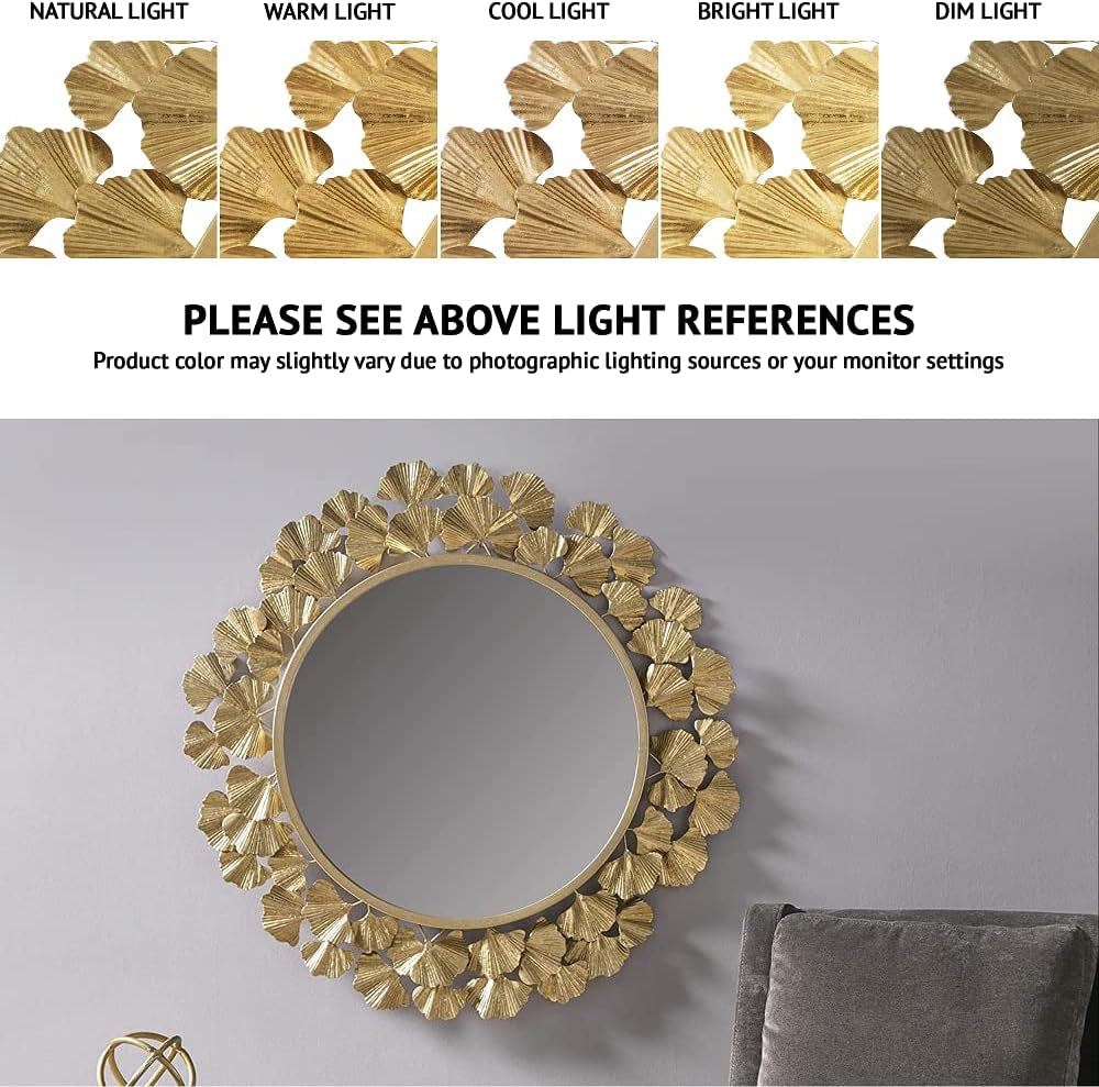 Round Wall Mirror 30.5 Inch Iron Eden Gold For Living Room