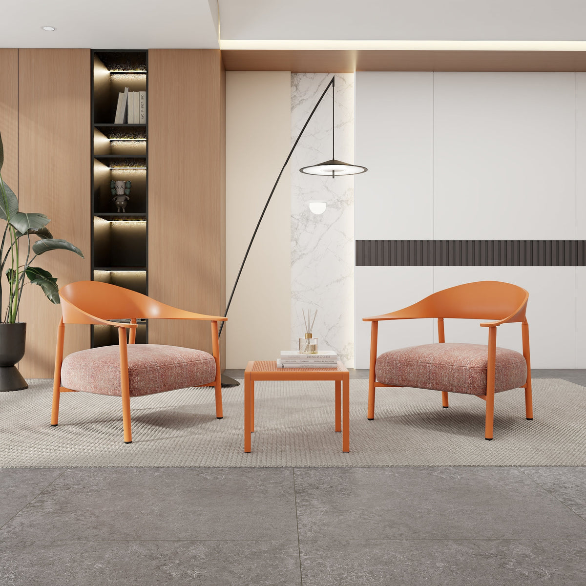 Summer Modern 2-Piece Accent Chair Set with Coffee Table – Apricot
