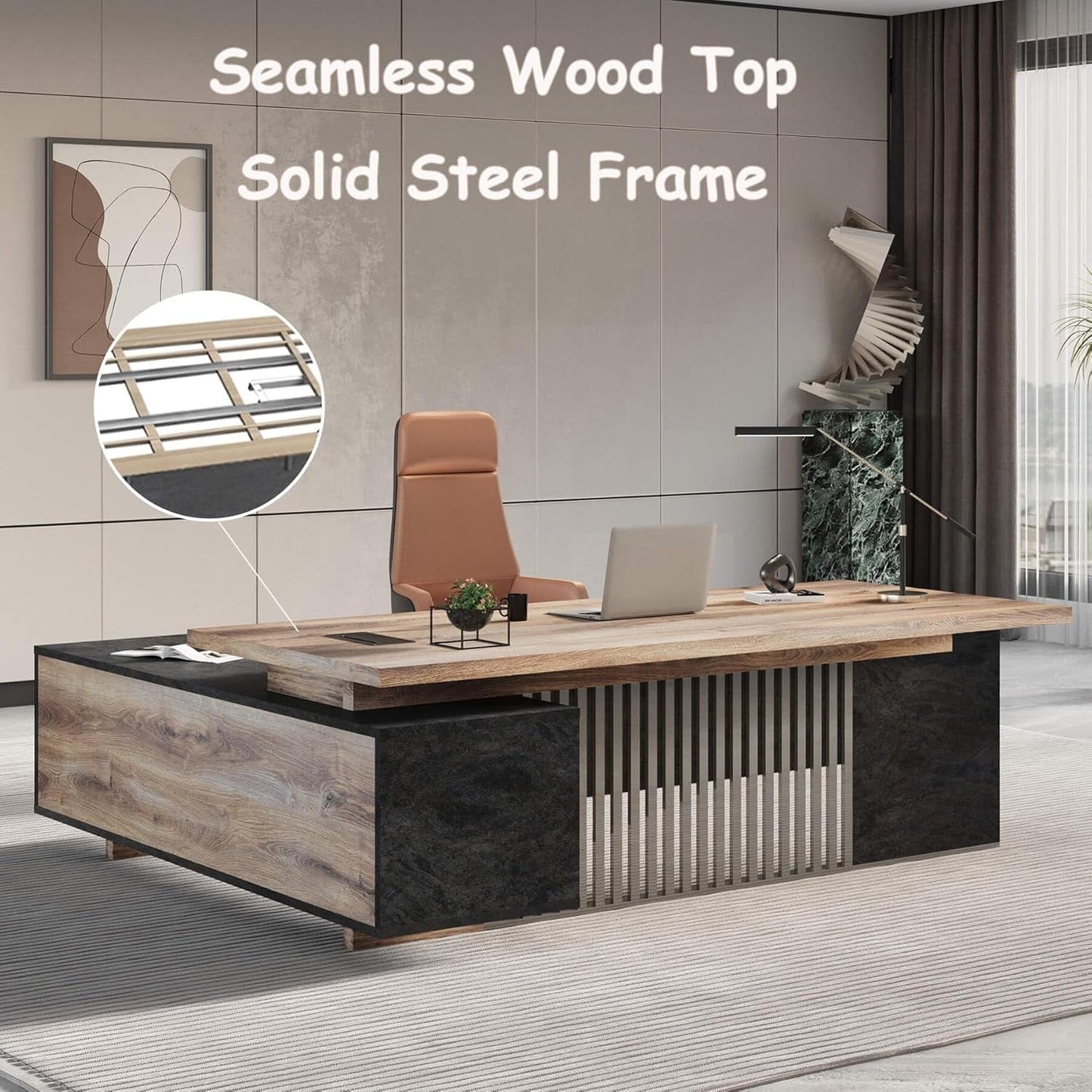 Spacious Executive Desk With Ample Storage Drawers