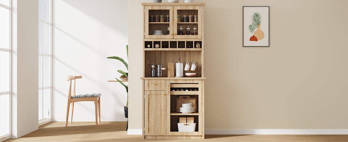 TOPMAX Farmhouse Freestanding Buffet with Hutch