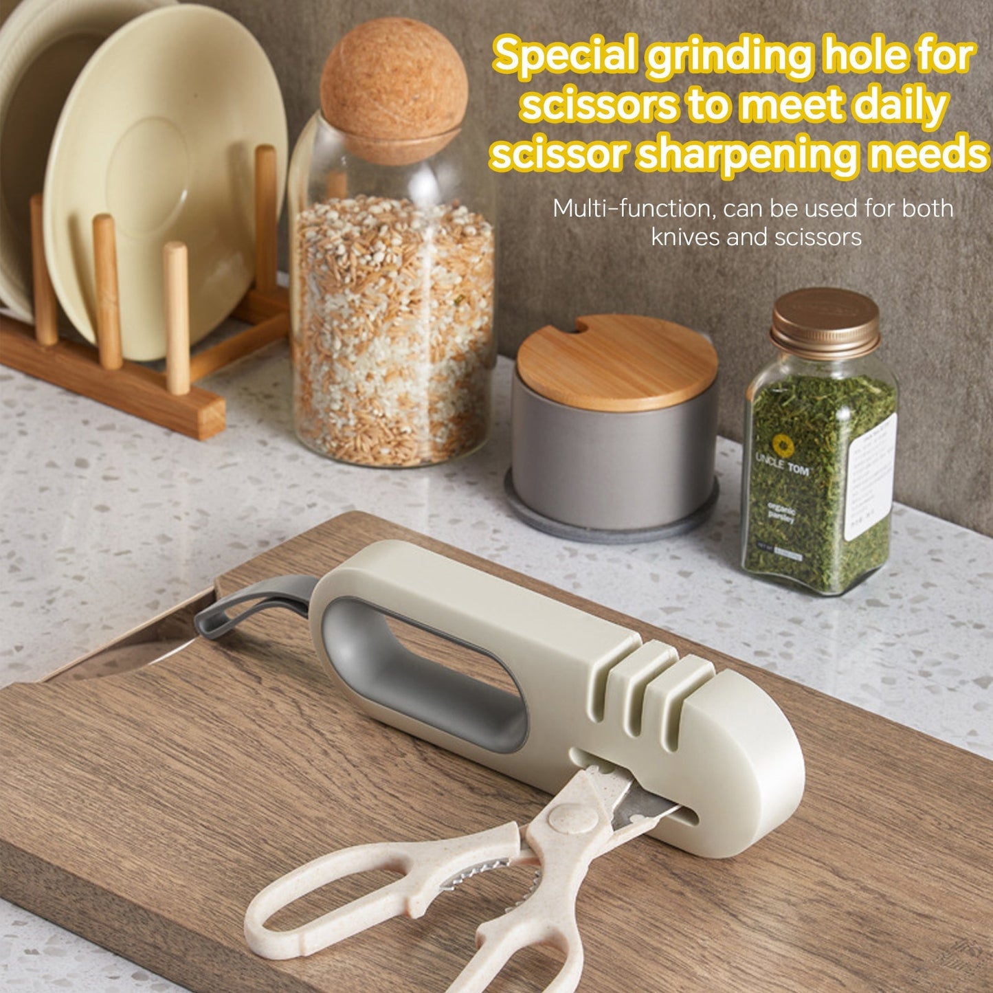 4 in 1 Kitchen Knife Sharpener Non-slip Multi-functional
