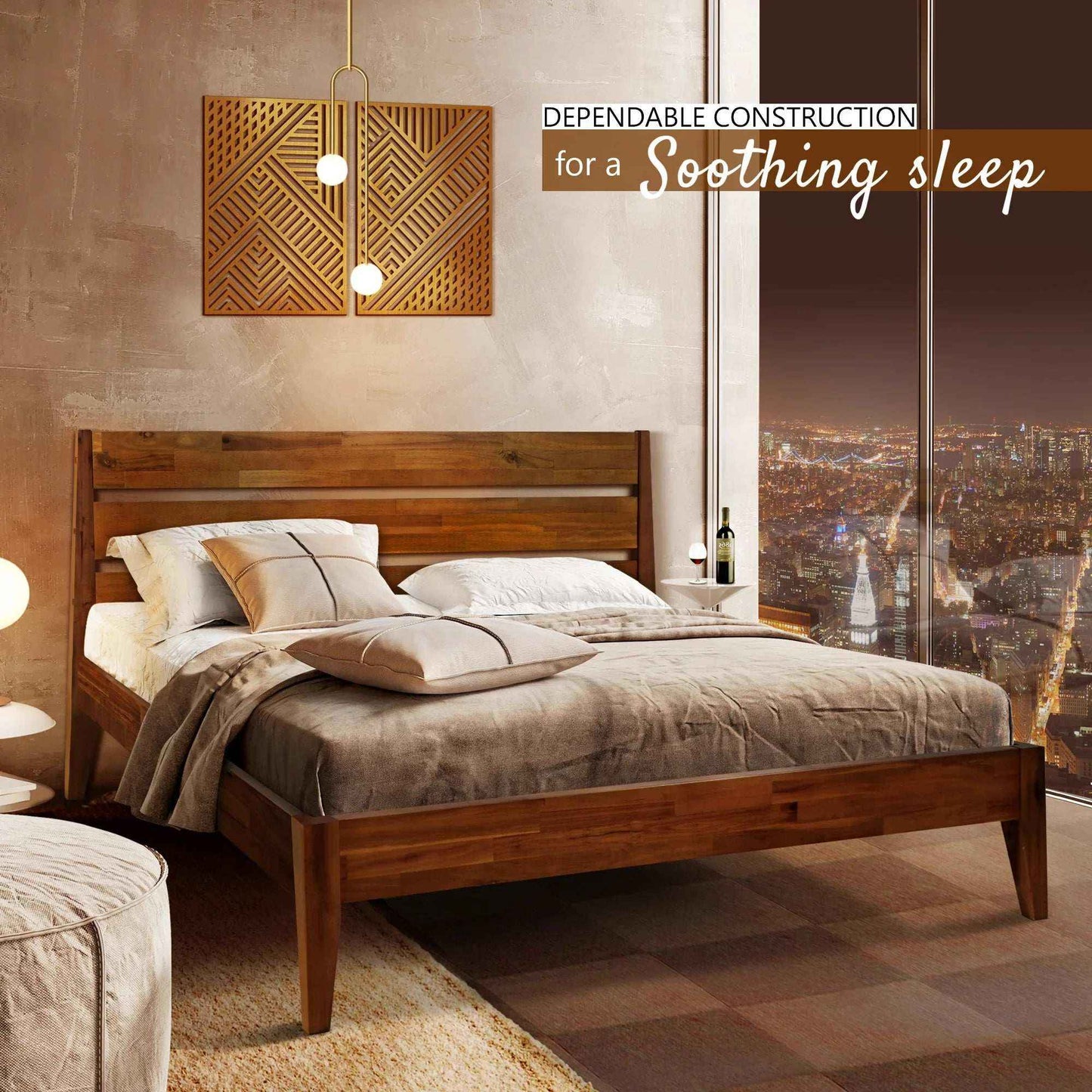 Acacia Emery Solid Wood Bed Frame - Stylish and Durable Acacia Wood Design for Your Bedroom