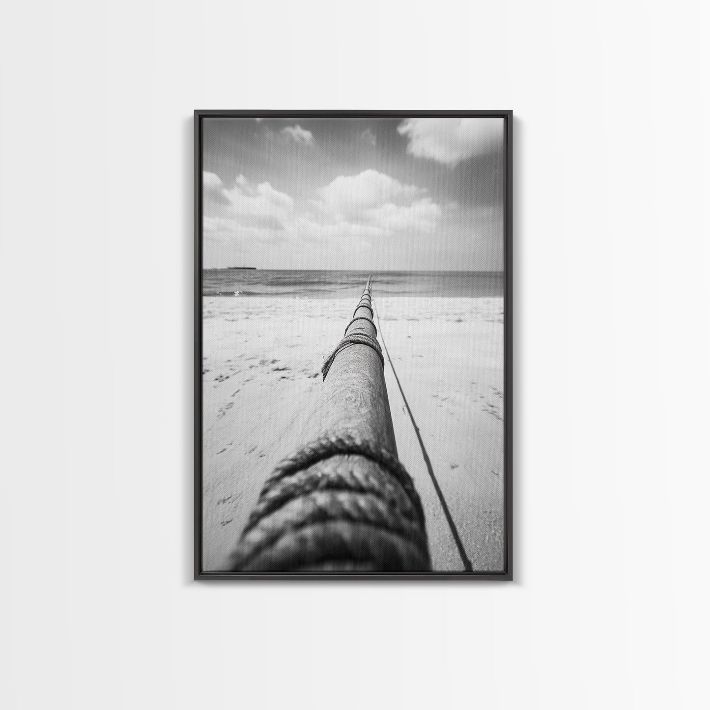 Nautical Rope, Ocean Line, Endless Beach, Maritime Horizon, Canvas Print, Minimalist Wall Art, Modern Coastal Decor, Entryway Beach Art
