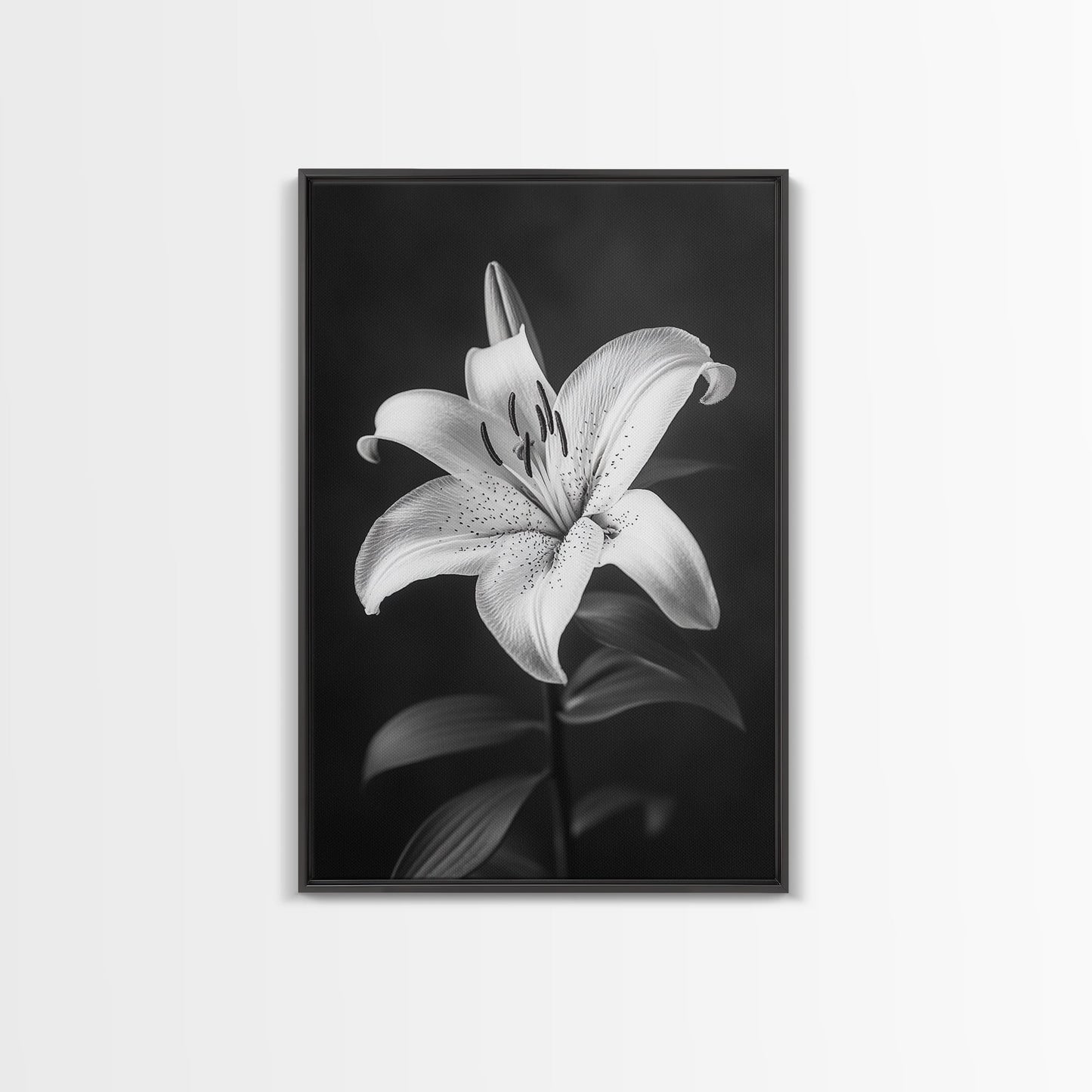 Elegant Lily, Black and White, Floral Beauty, Canvas Print, Botanical Wall Art, Minimalist Art, Bedroom Wall Decor, Nature Photography