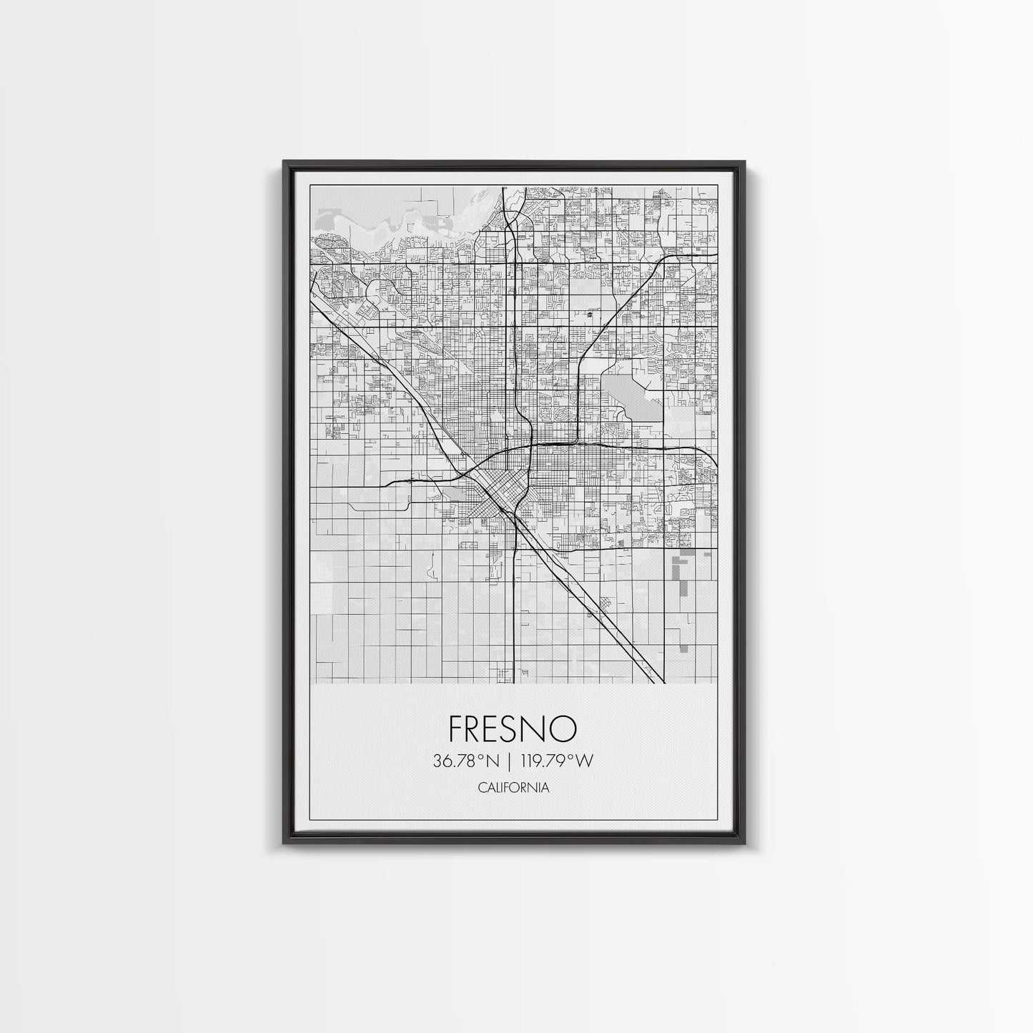 Fresno Street Map, California Map, City Map Art, Minimalist Art, Wall Art, Canvas Print, Bar Wall Art, Teen Gift, Travel Wall Art,