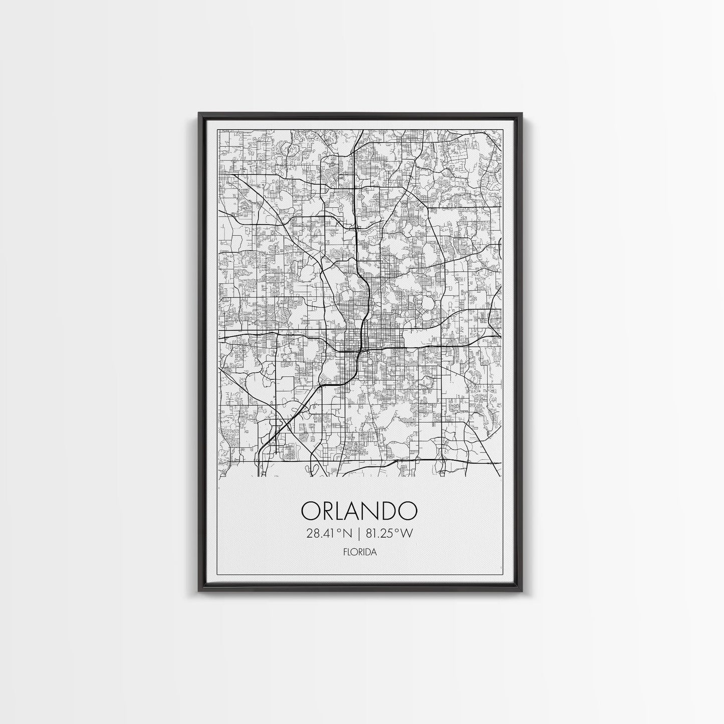 Orlando Street Map, Florida Map, City Map Art, Modern Art, Wall Art, Canvas Print, Master Bedroom Décor, Aviation Gifts, Travel Wall Art