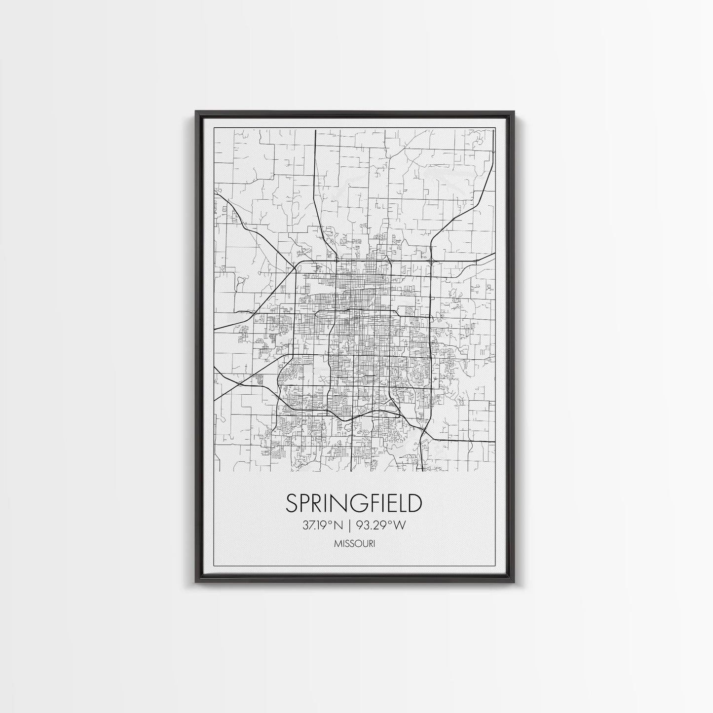 Springfield Street Map, Missouri Map, City Map Print, Modern Wall Art, Wall Art, Canvas Print, Bedroom Wall Décor, Gifts For Couple