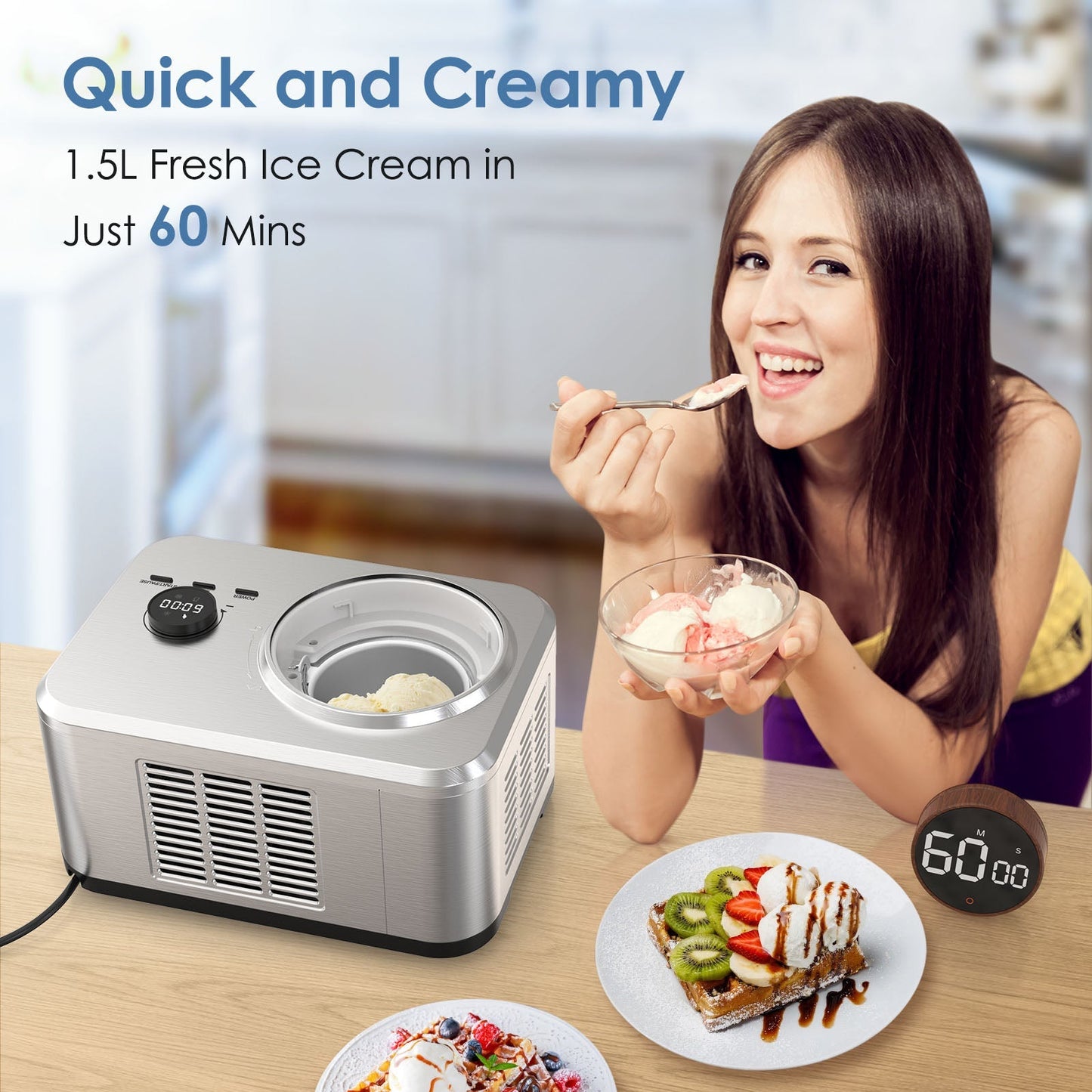 2 in 1 Ice Cream Machine for Gelato Yogurt Sorbet IC3915SY