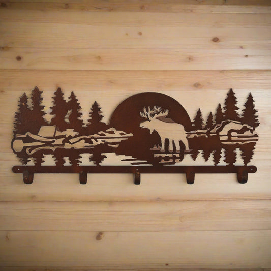 Laser Cut Metal Coat and Hat Rack-Moose