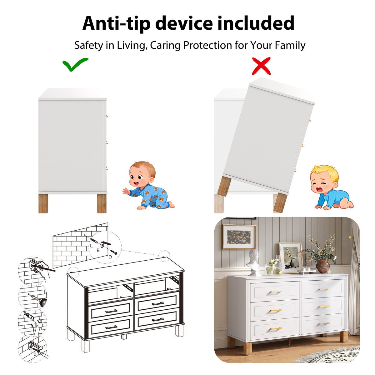 6-Drawer Double Dresser