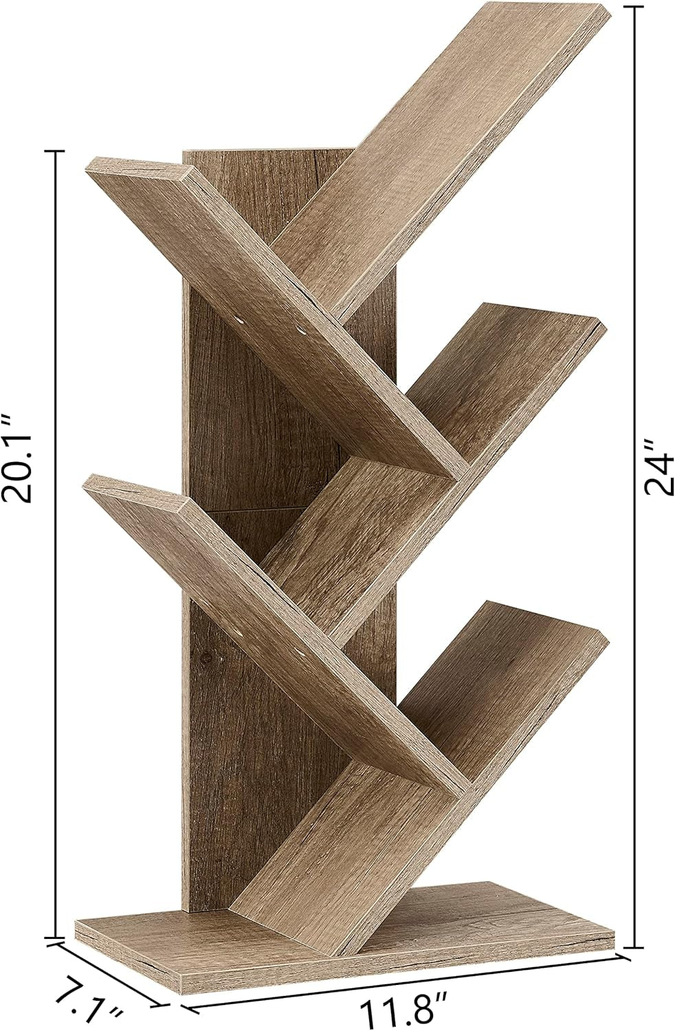 Greige 4 Tier Tree Bookshelf Modern Storage Bookcase