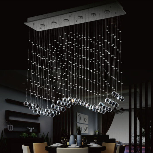 Alexa Modern Wave Flush Mount Ceiling Light with Crystals