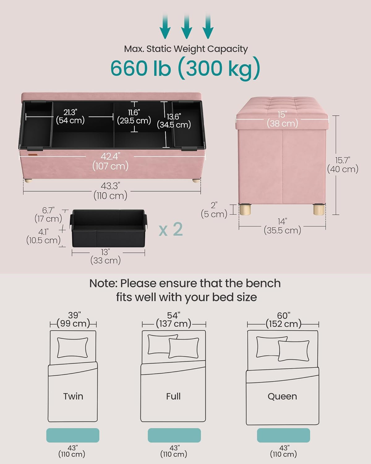 Pink Velvet Extra Large Storage Ottoman Chest