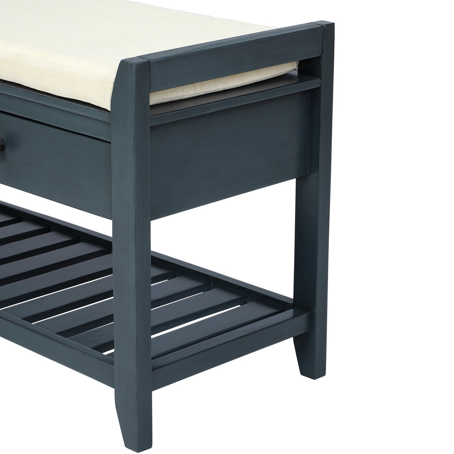 TREXM Shoe Rack with Cushioned Seat and Drawers