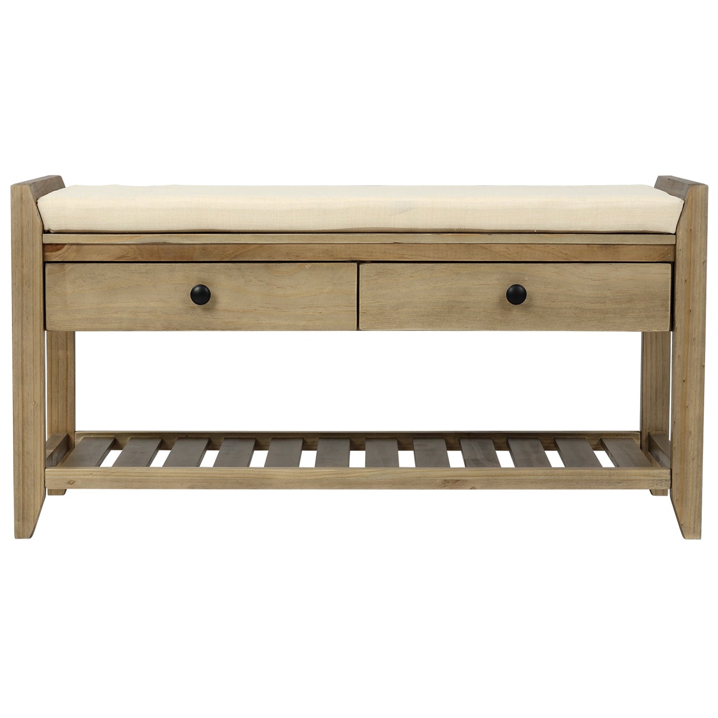 TREXM Shoe Rack with Cushioned Seat and Drawers