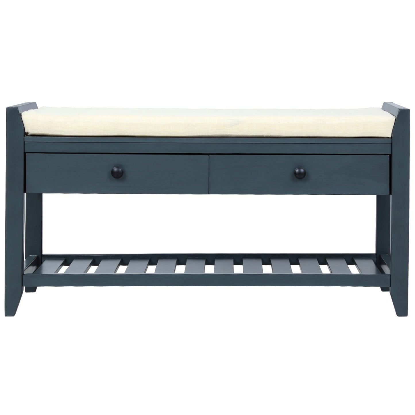 TREXM Shoe Rack with Cushioned Seat and Drawers