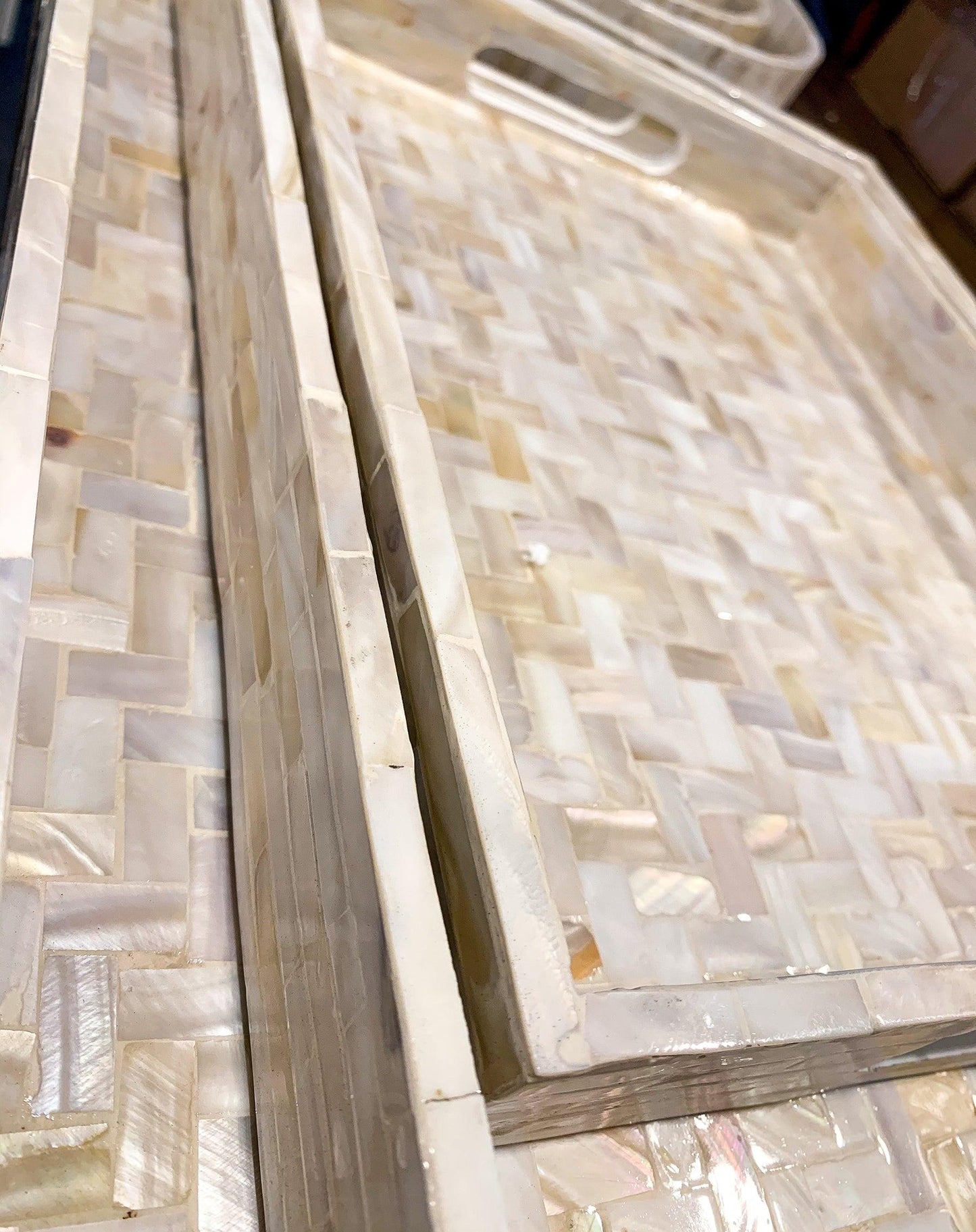 Cream Herringbone Lacquerware Tray