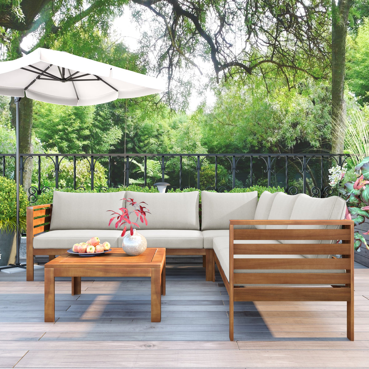 Wood Structure Outdoor Sofa Set